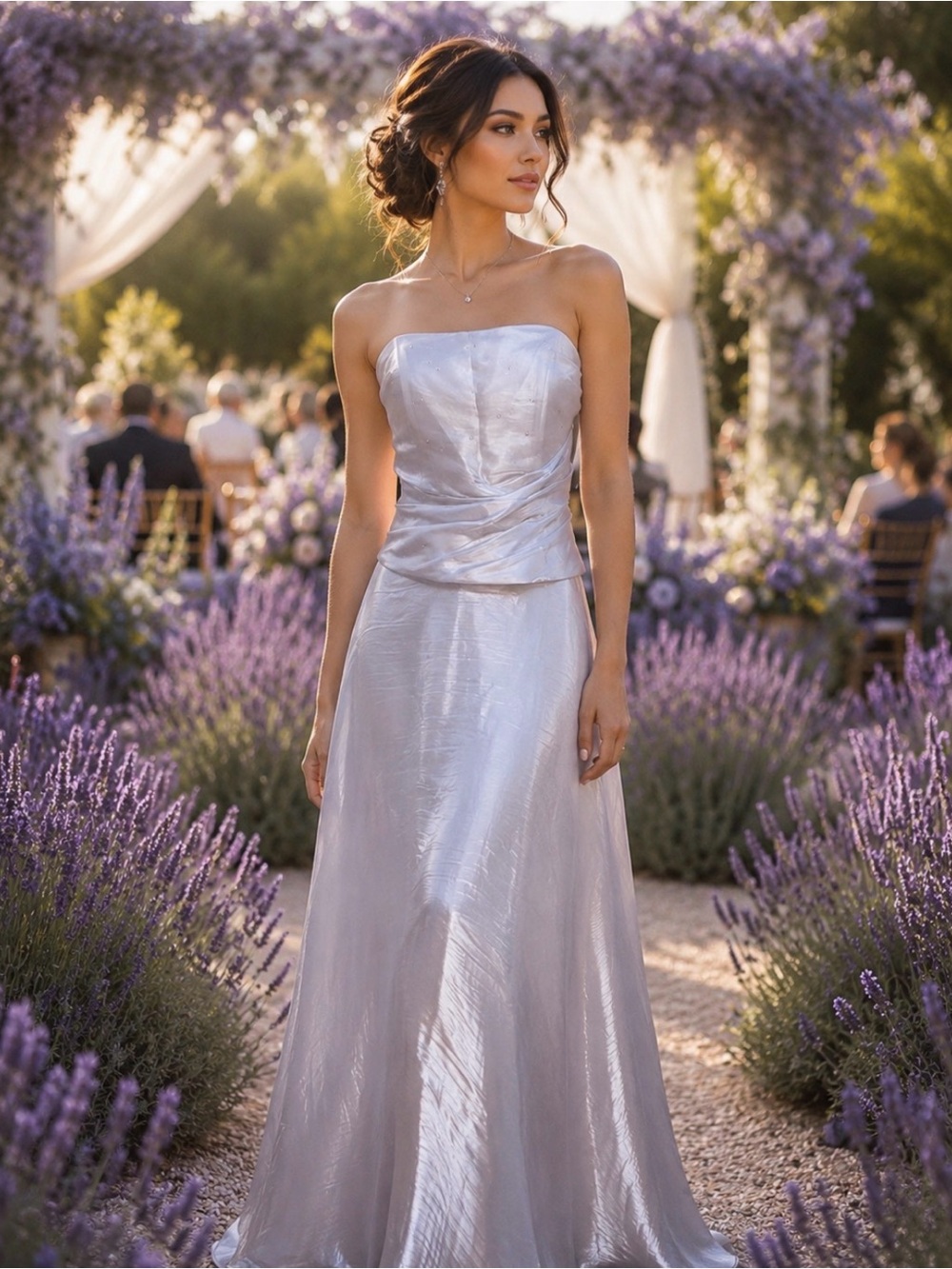 Elegant Lavender Two Piece Strapless Evening Gown